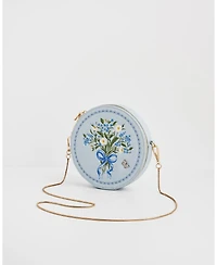 Fable England Women's Floral Posy Embroidered Circle Bag