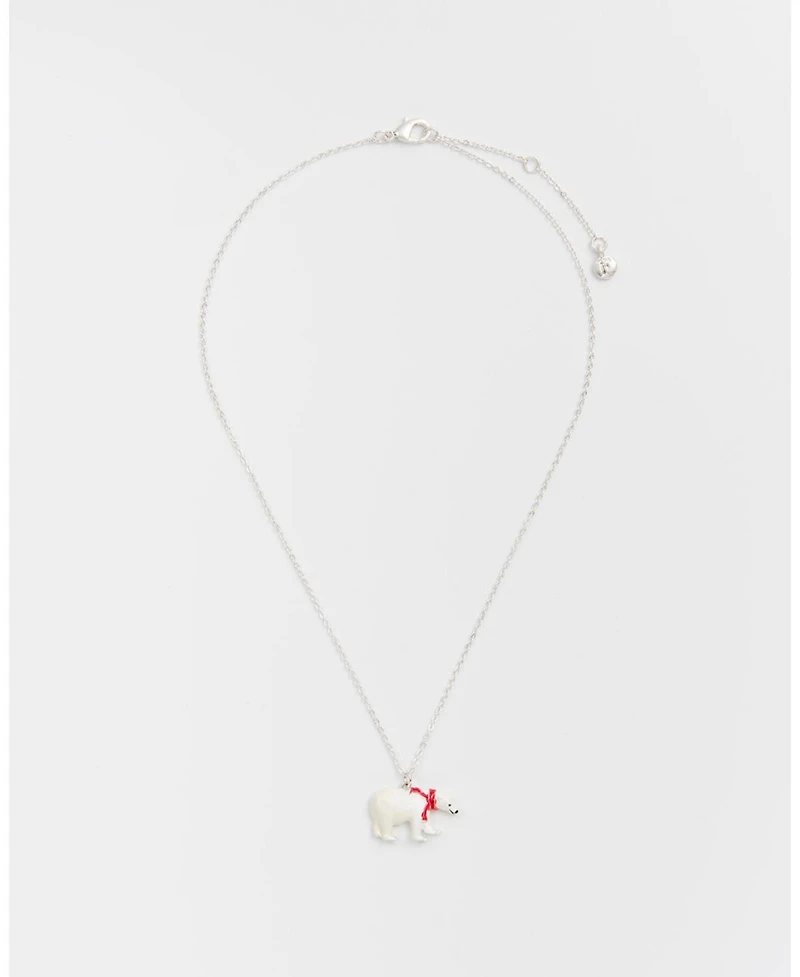 Fable England Cosy Polar Bear Silver-Plated Pendant Necklace