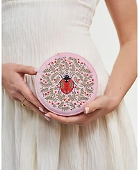 Fable England Women's Ladybird Velvet Embroidered Circle Jewellery Box