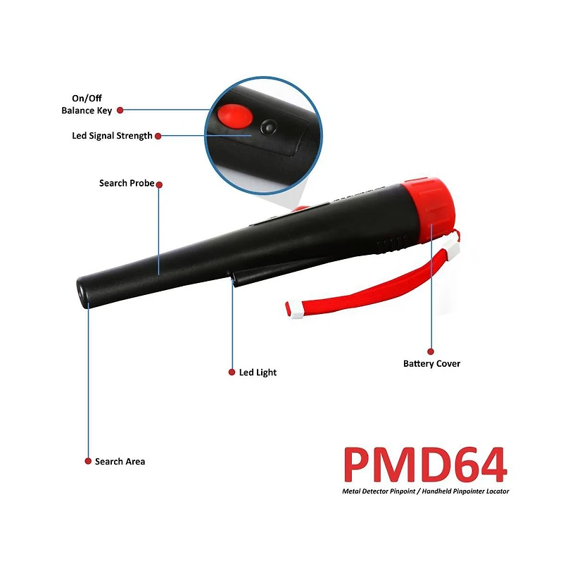 Pyle Pro Metal Detector Pinpointer - Handheld Pinpointer Locator with Waterproof Probe Tip