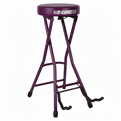 5 Core Guitar Stool 3.15" Padded Chair Foldable Heavy Duty Music Seat Built in Foot Rest Guitar Stand