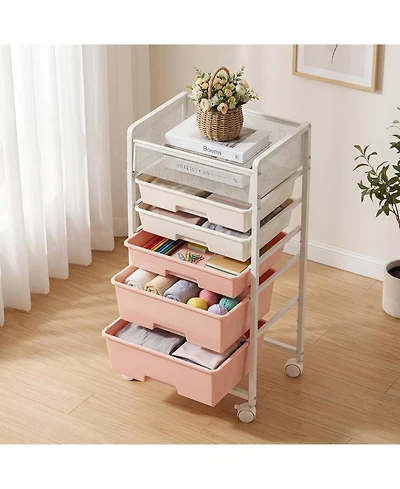 Tribesigns 6-Tier Rolling Craft Cart, Art Craft Organizers and Storage with 5 Drawers and Lockable Wheels, Rolling Utility Cart