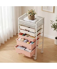 Tribesigns 6-Tier Rolling Craft Cart, Art Craft Organizers and Storage with 5 Drawers and Lockable Wheels, Rolling Utility Cart