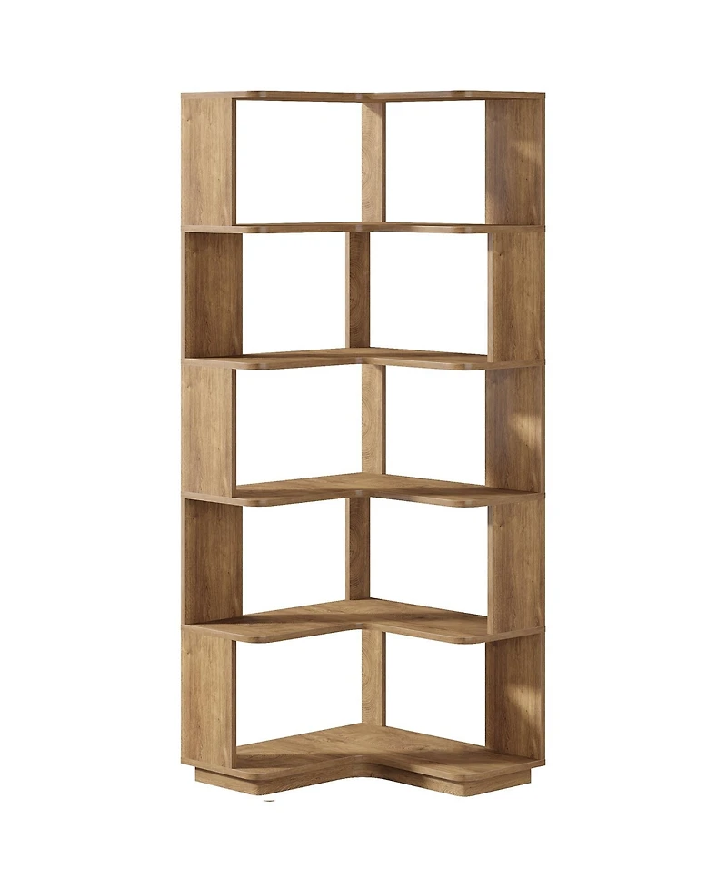 Slickblue Corner L-Shaped Bookcase with 6 Shelves for Display and Storage