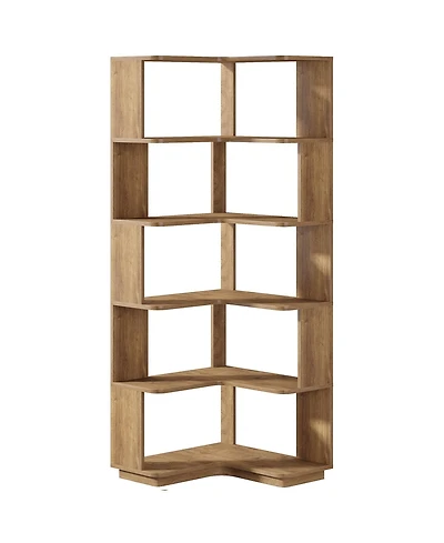 Slickblue Corner L-Shaped Bookcase with 6 Shelves for Display and Storage