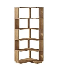 Slickblue Corner L-Shaped Bookcase with 6 Shelves for Display and Storage