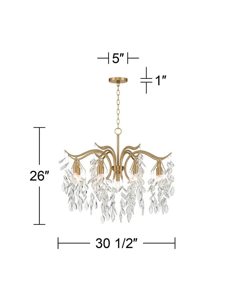 Vienna Full Spectrum Rysa Warm Brass Chandelier Modern Clear Crystal 9-Light Fixture for Dining Room House Foyer