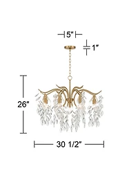Vienna Full Spectrum Rysa Warm Brass Chandelier Modern Clear Crystal 9-Light Fixture for Dining Room House Foyer