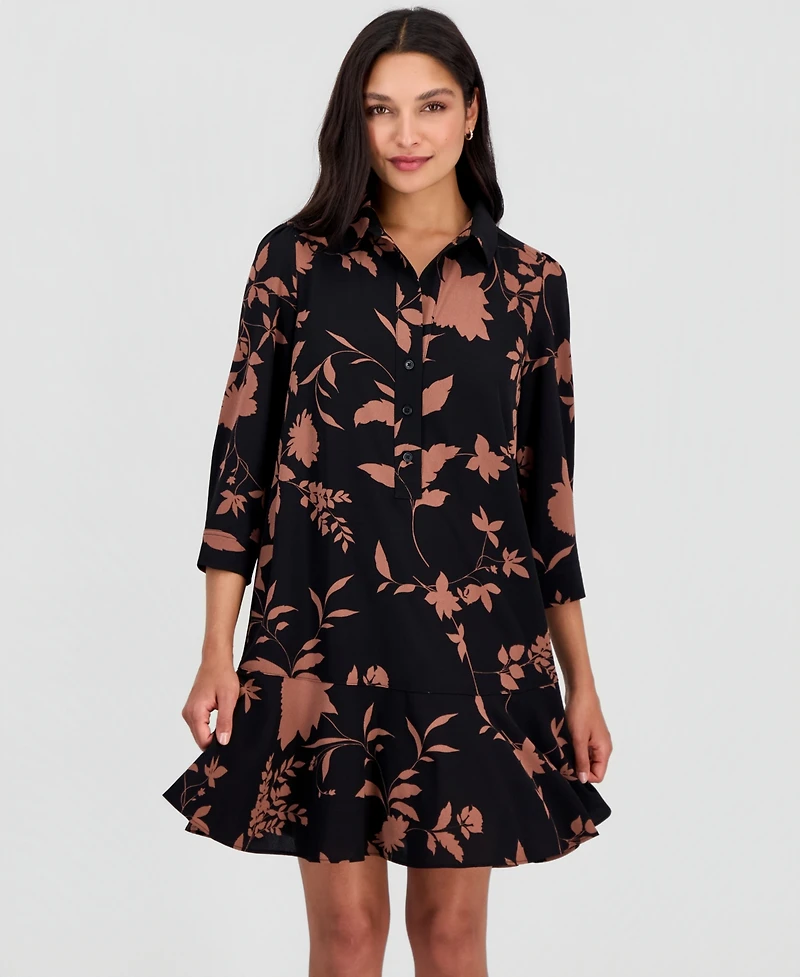 Robbie Bee Women's Printed 3/4-Sleeve Shirtdress