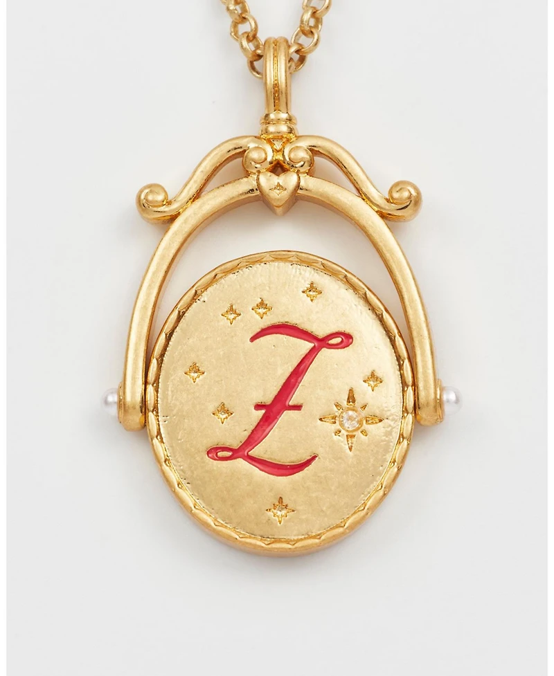 Fable England Z Initial Zigzag Clover Spinner Chain Necklace