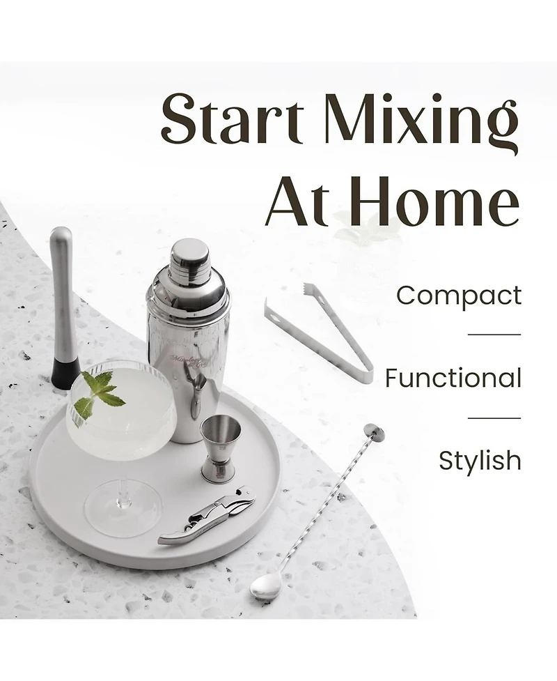 Zulay Kitchen Bartender Kit 9-Piece Bar Set Cocktail Shaker Set with Elegant Metal Stand