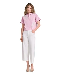 Karl Lagerfeld Paris Petite Floral Embroidered Top