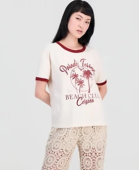 And Now This Women's Paradis Terrestre Ringer Tee, Macy's Exclusive