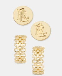 Lauren Ralph Lauren Logo Stud & Rolo Chain Hoop Earrings, 2-Piece Set