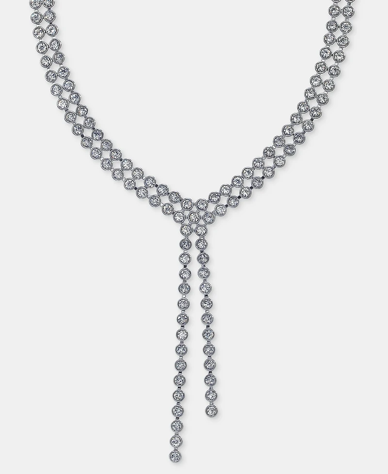 Givenchy Pave Double Row Lariat Necklace, 16" + 3" extender
