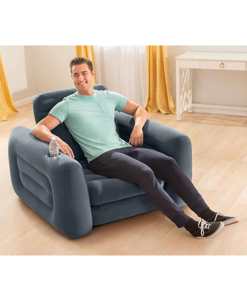 Intex Inflatable Pull Out Sofa Chair Sleeper/Twin Sized Air Mattress (2 Pack)