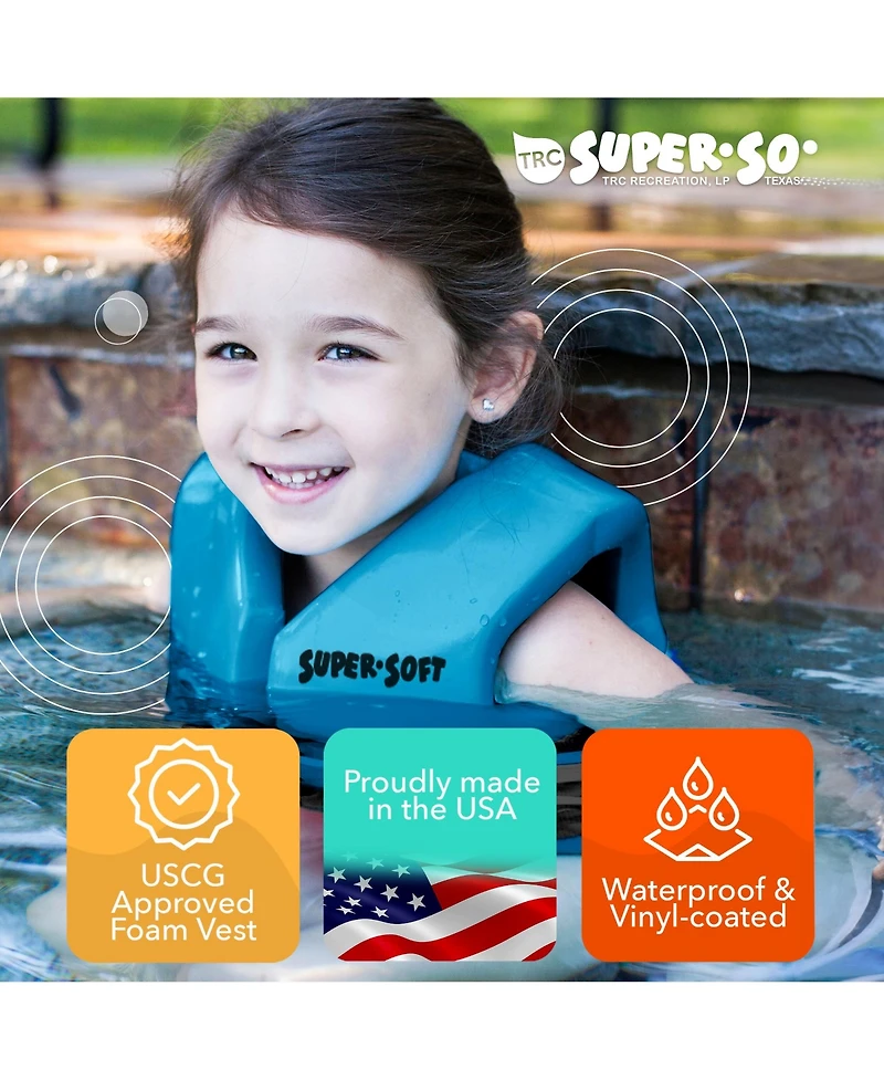 Trc Recreation Super Soft Child Life Jacket Swim Safety Vest, Small, Marina Blue