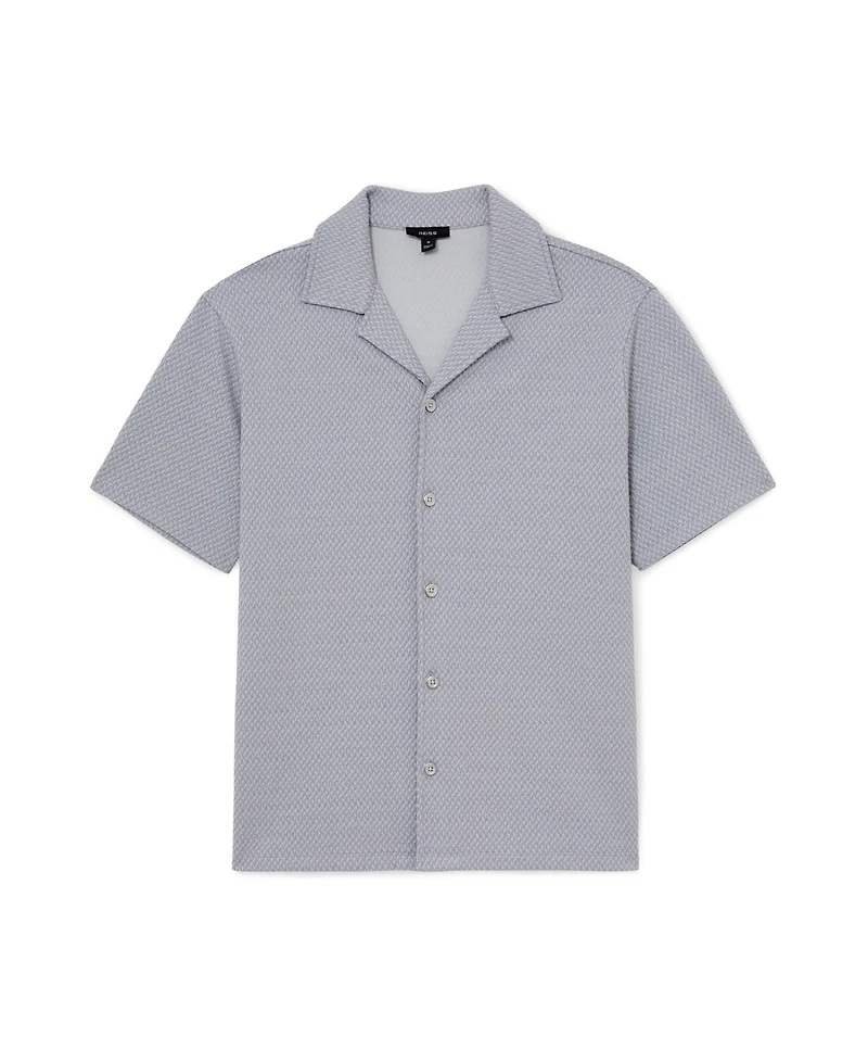 Reiss Men's Felipe Textured Jacquard Cuban Shirt