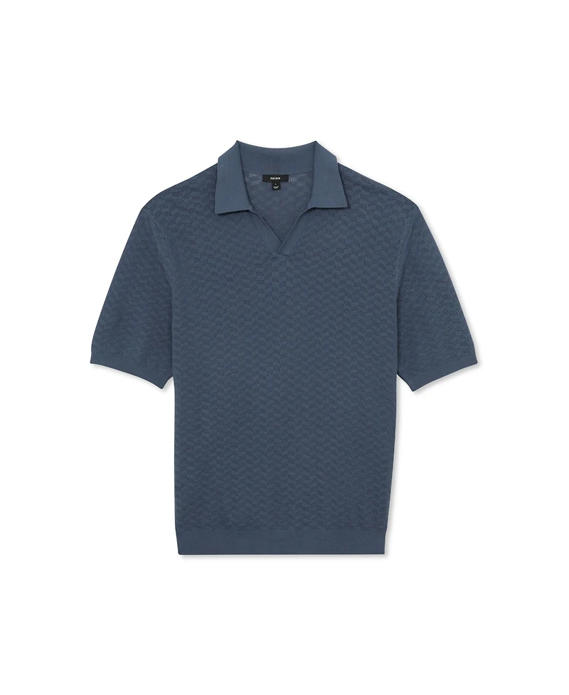 Reiss Men's Sol Open Collar Textured Polo Shirt