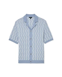 Reiss Men's Johnny Cuban Button Through Wave Stripe Shirt