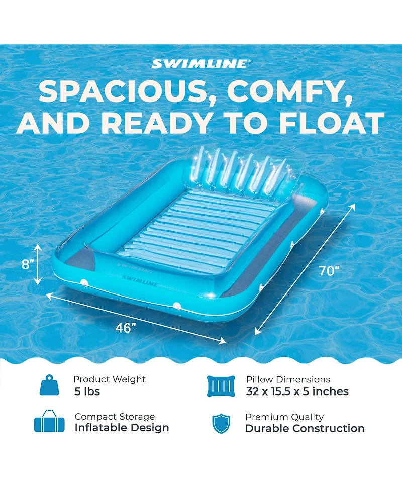 Swimline Original Suntan Tub Relaxing Outdoor Cushioned Water Lounge Float, Blue