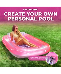 Swimline Classic Edition Inflatable Suntan Tub Floating Pool Hybrid Lounge, Pink