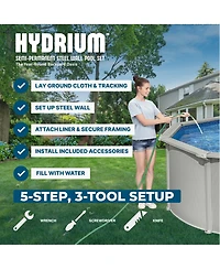 Bestway Hydrium 15' x 48" Round Steel Wall Above Ground Swimming Pool Set, Gray
