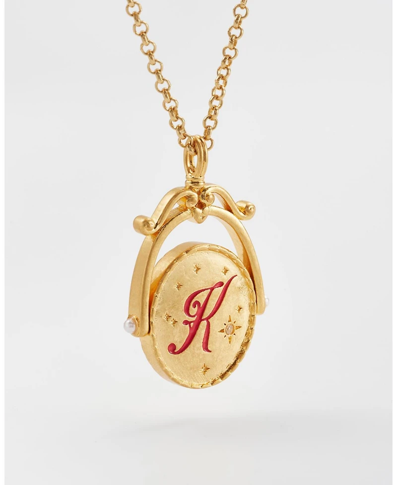 Fable England K Initial Kalmia Gold Spinner Chain Necklace