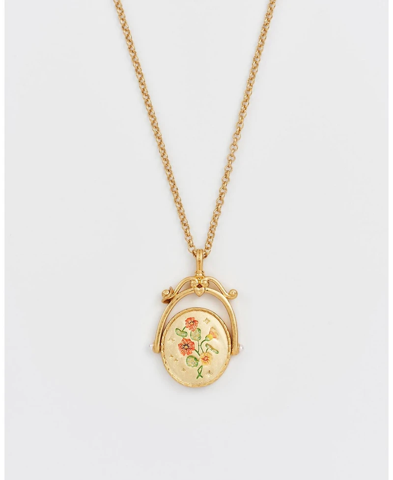 Fable England N Initial Nasturtium Gold Spinner Chain Necklace