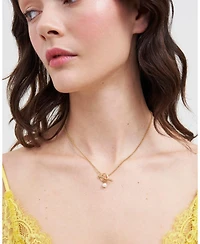 Fable England Gold Pearl Toggle Charm Necklace