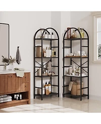 Gaomon 4-Tier Industrial Arched Triple Column Bookshelf, Storage Rack for Living Room, Bedroom, Home Office