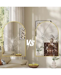 Gaomon Arched Wall Mirror, Modern Black Metal Frame Vanity Mirror for Bathroom, Bedroom, Living Room
