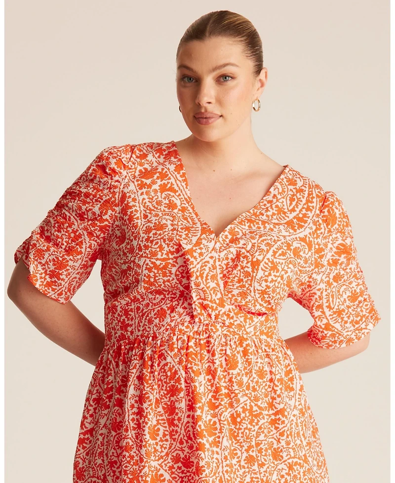 Estelle Plus Dreamaya Tiered V-neck Fit Flare Midi Dress