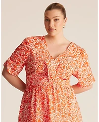 Estelle Plus Dreamaya Tiered V-neck Fit Flare Midi Dress