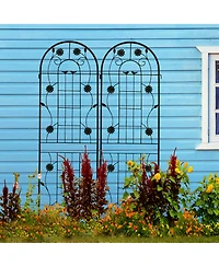 Clihome 2 Pack Metal Garden Trellis 71" x 19.7" Rustproof Trellis for Climbing Plants Outdoor Flower Support