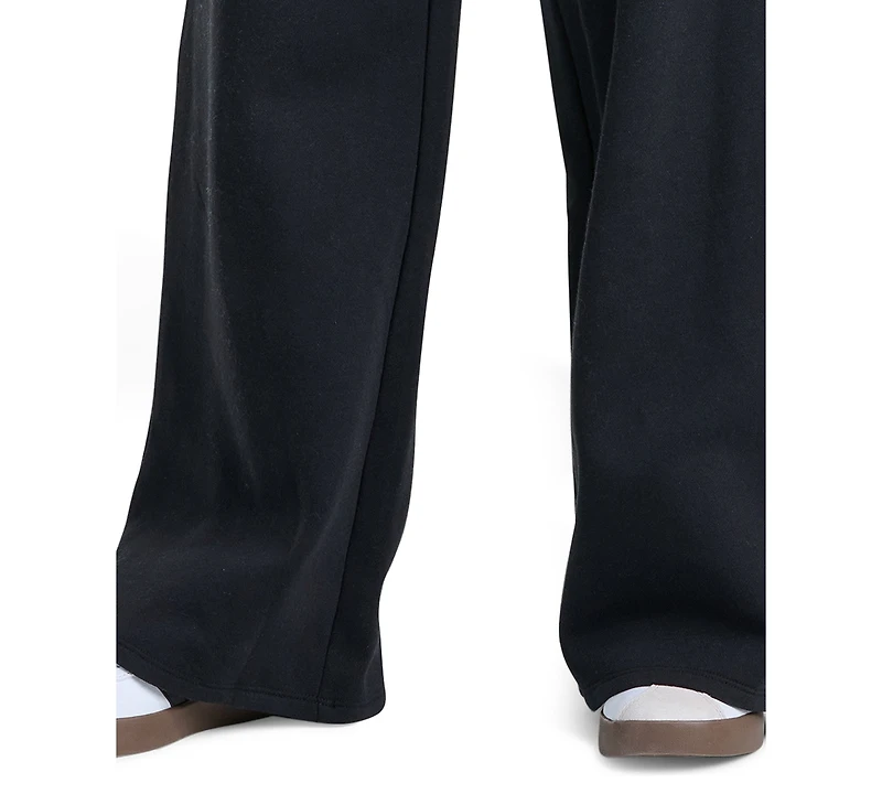 adidas Girls' 8-16 Elastic Waistband Wide-Leg Fleece Pants