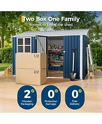 gaomon 10x8 Feet Outdoor Storage Shed, Metal Garden Shed with Lockable Doors/Cross Windows, Weather-Resistant Galvanized Steel Shed with Gable Roof