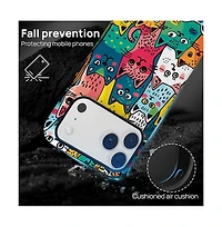 Gonez Case for iPhone 17 Pro, 2-in-1 Dual-Layer Shockproof Protection, Funny Cat Art Glossy
