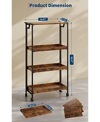 gaomon Large 4-Tier Collapsible Wooden Storage Shelf with Locking Wheels 100 lbs Capacity No Assembly Required Space-Saving Organizer