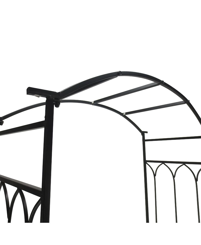 Outsunny 45” Steel Metal Outdoor Backyard Patio Garden Arbor Arch with Bench