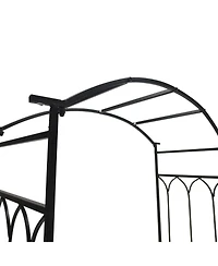 Outsunny 45” Steel Metal Outdoor Backyard Patio Garden Arbor Arch with Bench