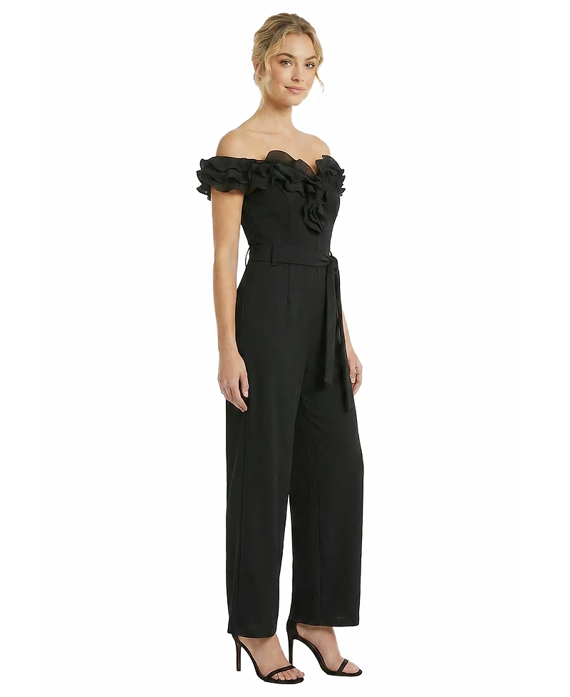 ivy + blu women's off-shoulder stretch jumpsuit