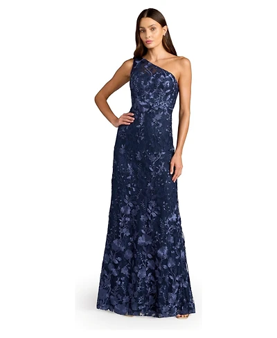 Mac Duggal Petite One Shlouder Lace Embroidered Gown Dresse