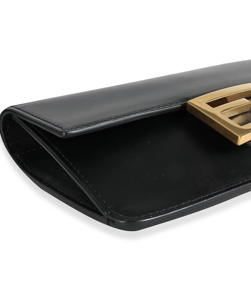 Pre-Owned Fendi Black Calfskin Mini Flat Baguette with Strap