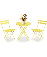 gaomon Folding Patio Bistro Set, Metal Table and Chairs, Outdoor Indoor Space Saving Bistro Furniture for Balcony, Garden