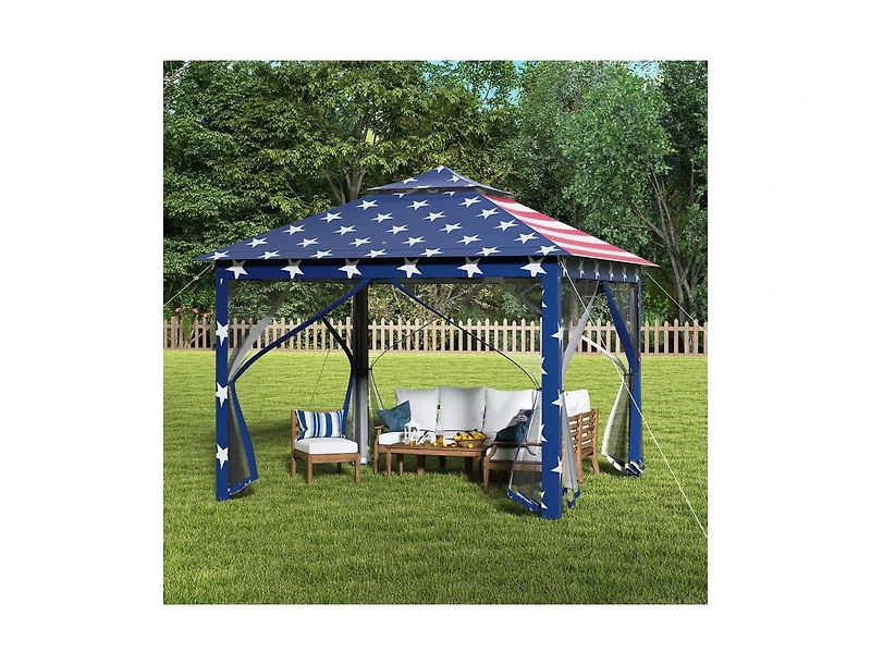 Boyel Living 11 x Feet 2-Tier Pop-Up Gazebo Tent Portable Canopy Shelter Carry Bag Mesh