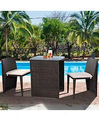 Clihome 3 Pieces Cushioned Wicker Patio Bistro Set, No Assembly Needed