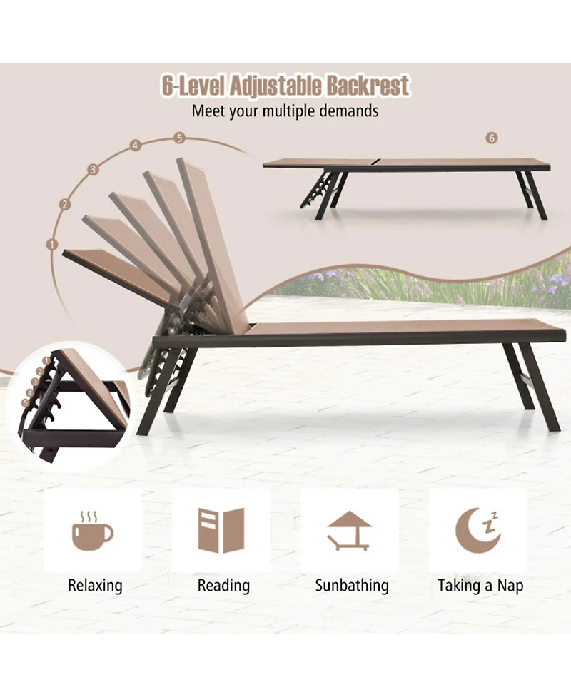 Clihome 3 Pieces Patio Chaise Lounge Set with Table for Poolside Yard