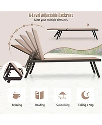 Clihome 3 Pieces Patio Chaise Lounge Set with Table for Poolside Yard