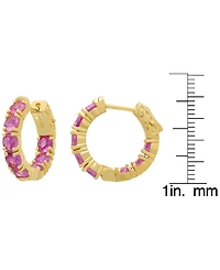 Macy's Lab Grown Pink Sapphire (5.44 ct. t.w.) Hoop Earrings Gold Over Sterling Silver (Also Available White Sapphire)
